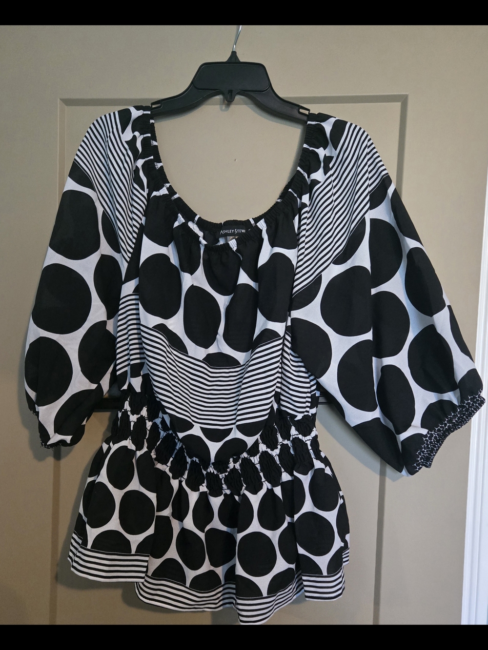 Black & White Polka Dot Peplum Top